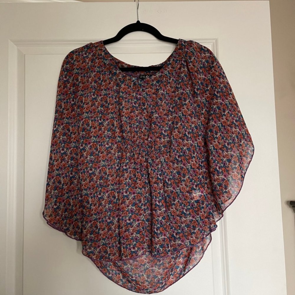 Floral Poncho Blouse